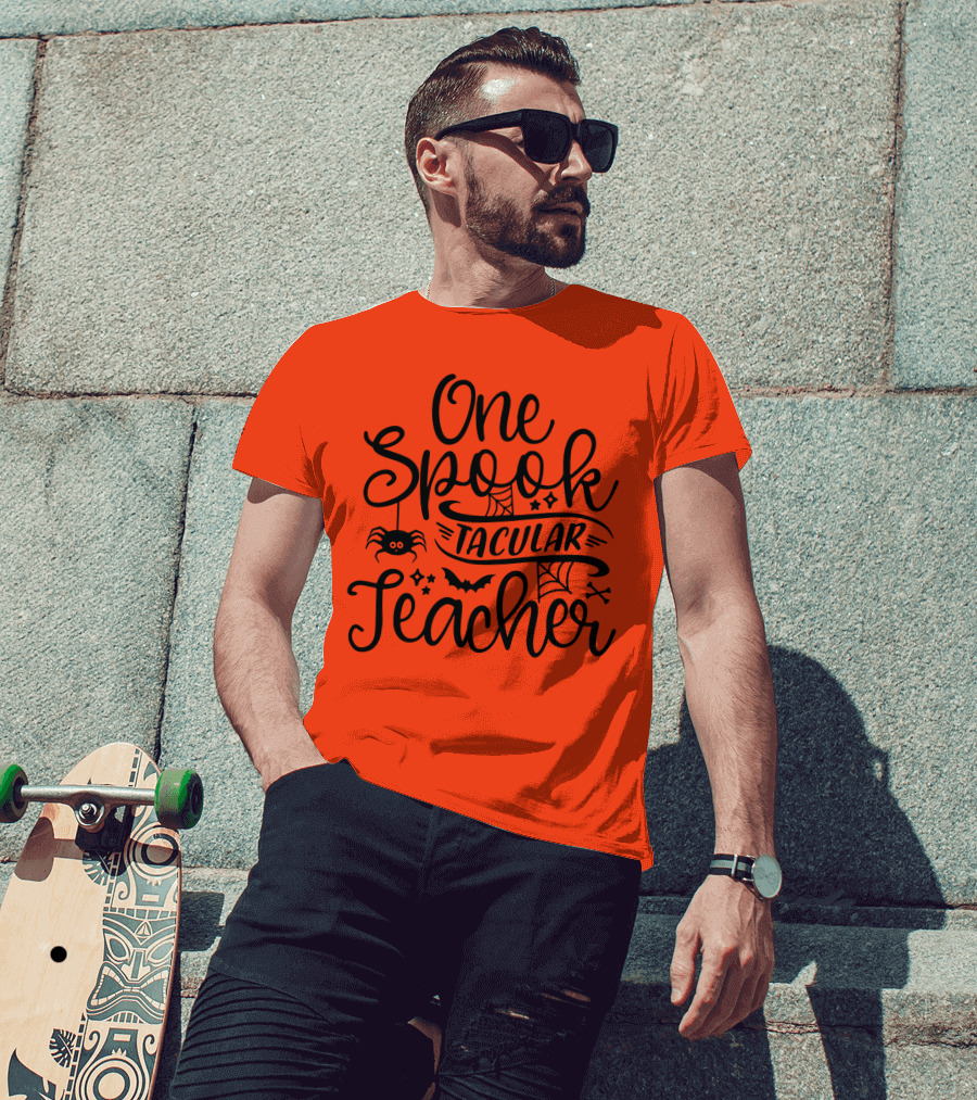 One Spooktacular Teacher Halloween Spider And Bat T-Shirt