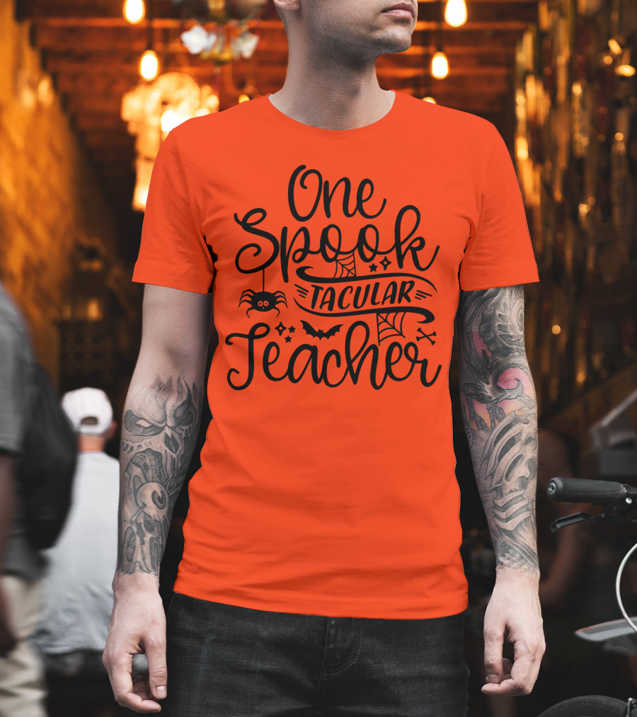 One Spooktacular Teacher Halloween Spider and Bat T-Shirt