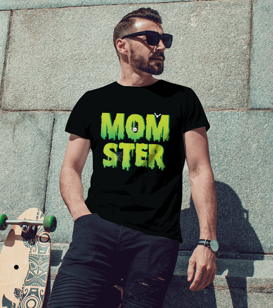Funny Momster Halloween Costume With Spider And Bat Elements T-Shirt