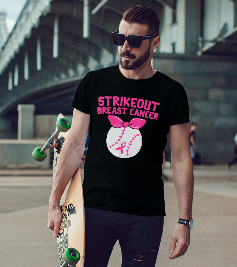 Strikeout Breast Cancer Awareness Baseball Pink T-Shirt