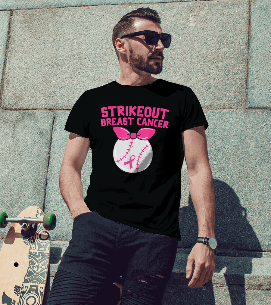 Strikeout Breast Cancer Awareness Baseball Pink T-Shirt