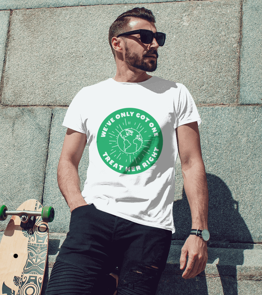 We've Only Got One Earth Treat Her Right Circular Earth Badge T-Shirt