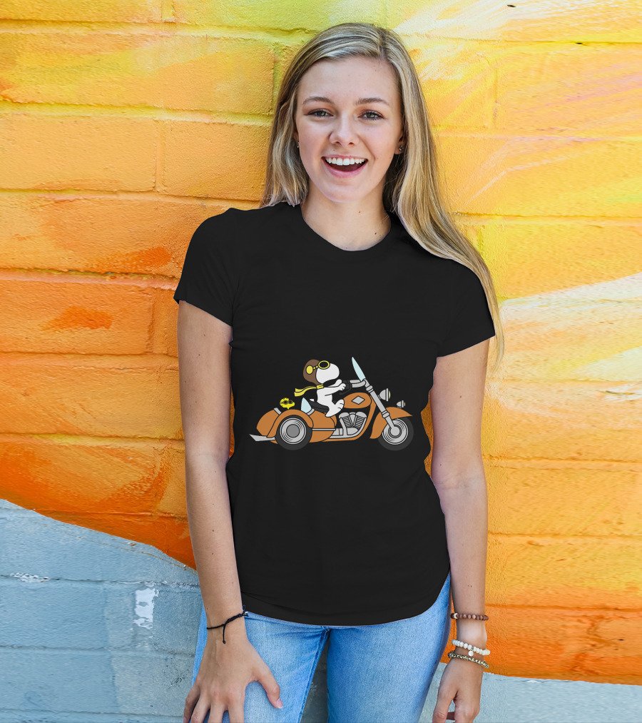 Snoopy Biker Woodstock Motorcycle Adventure T-Shirt