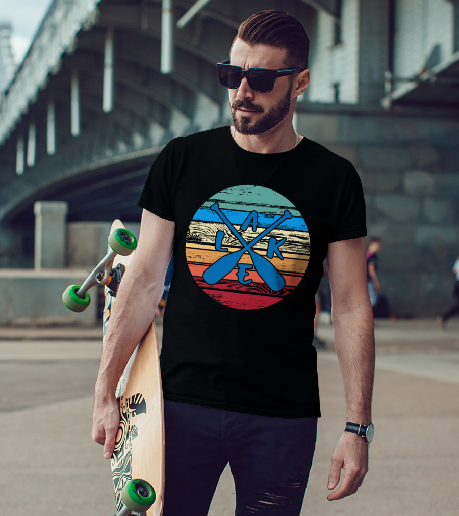 Lake Paddle Cross Rustic Vintage Summer Vacation T-Shirt