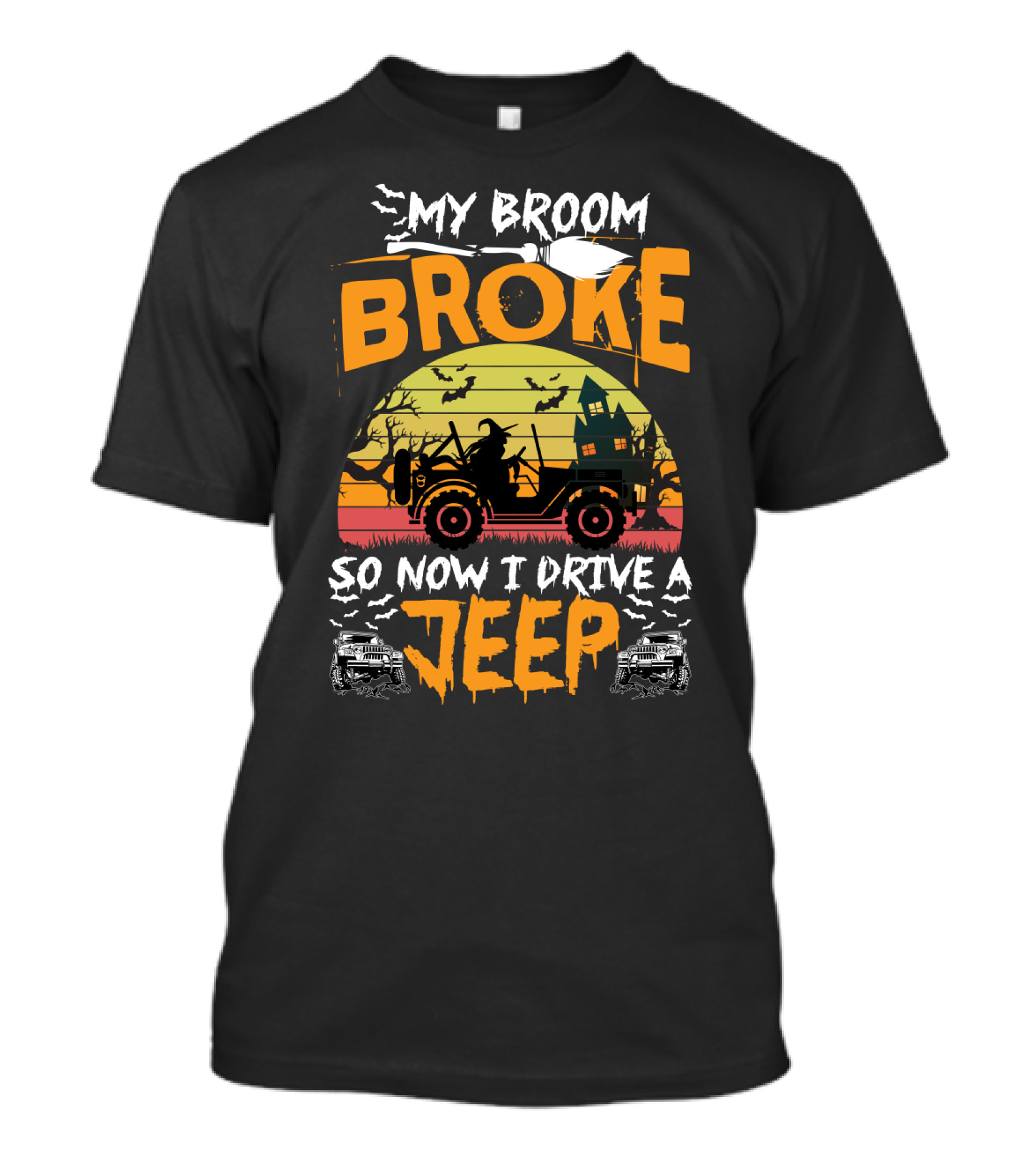 Halloween Witch Jeep Adventure My Broom Broke T-Shirt