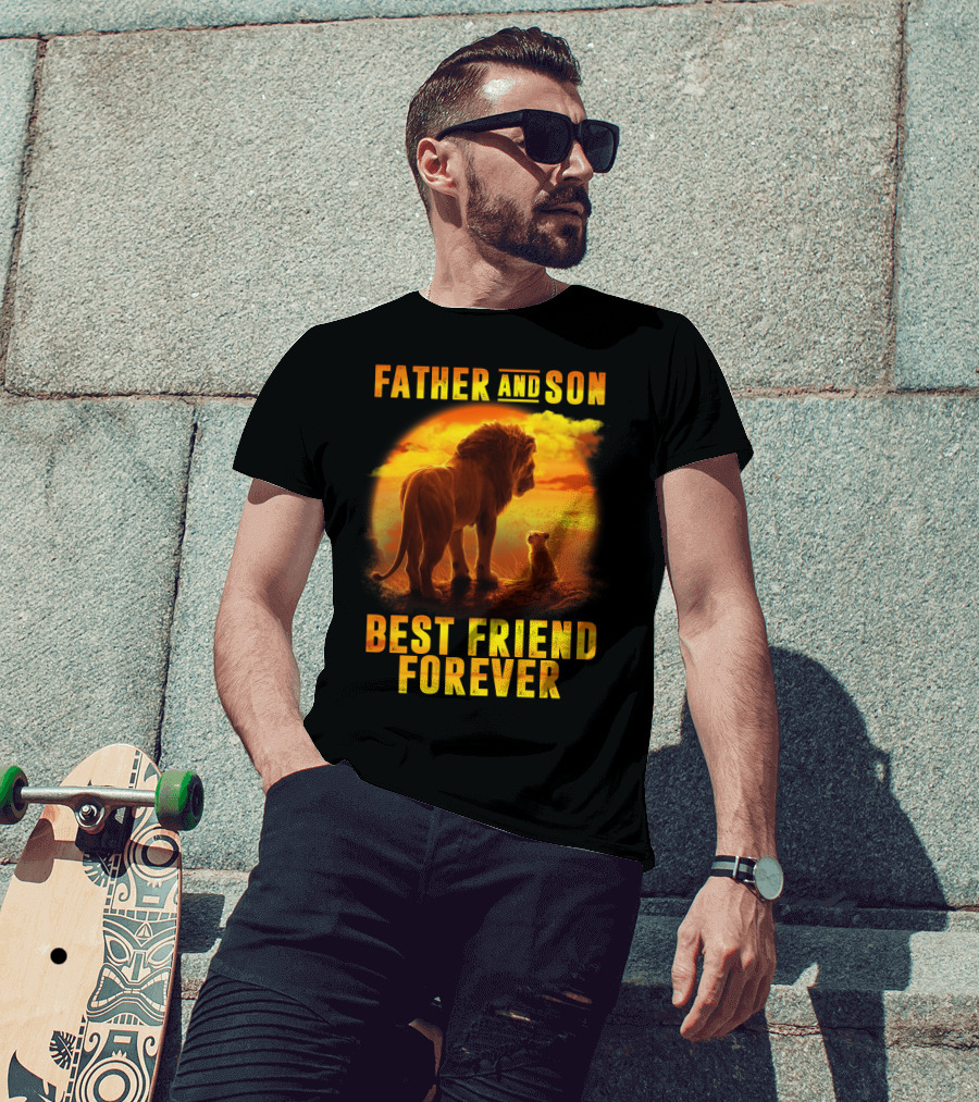 Father And Son Best Friend Forever The Lion King Silhouette Fan T-Shirt