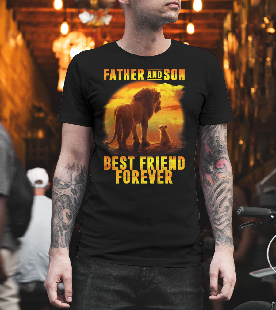 Father And Son Best Friend Forever The Lion King Silhouette Fan T-Shirt