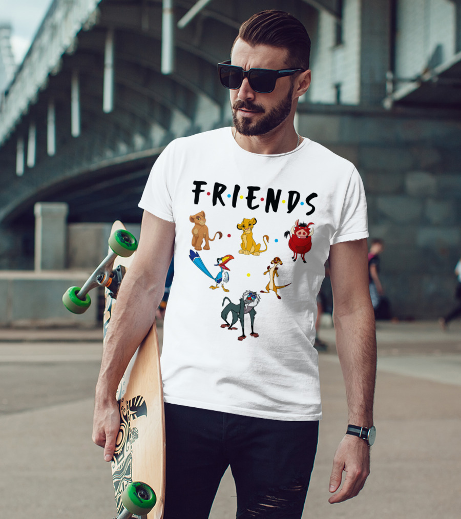 Friends The Lion King Simba Pumbaa Timon Rafiki Zazu Cartoon Characters T-Shirt