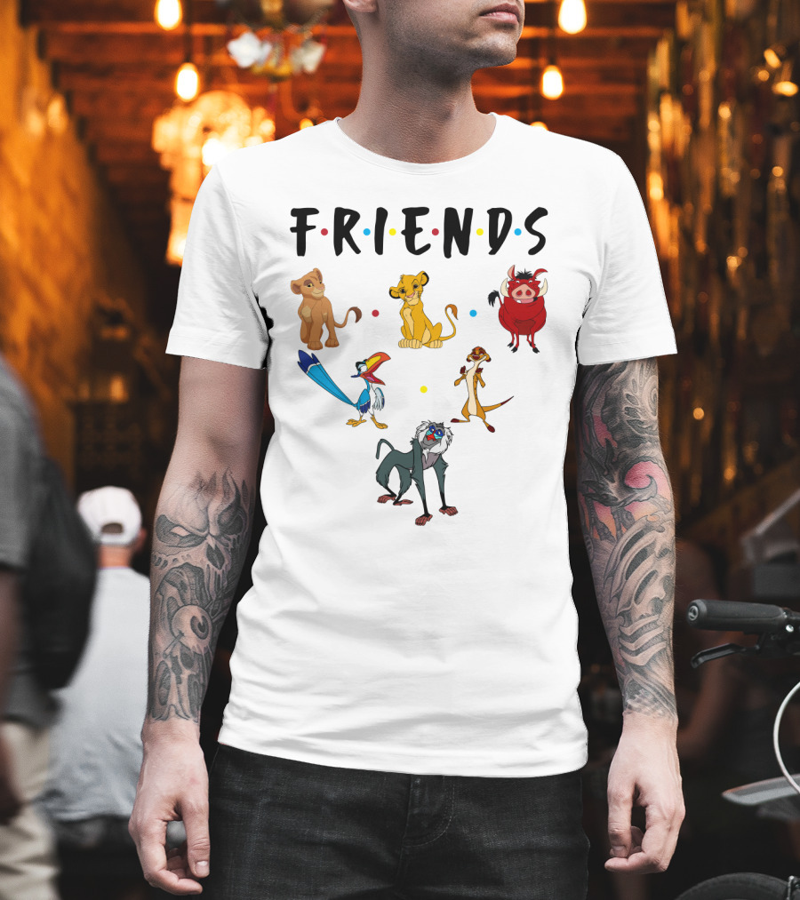 Friends The Lion King Simba Pumbaa Timon Rafiki Zazu Cartoon Characters T-Shirt