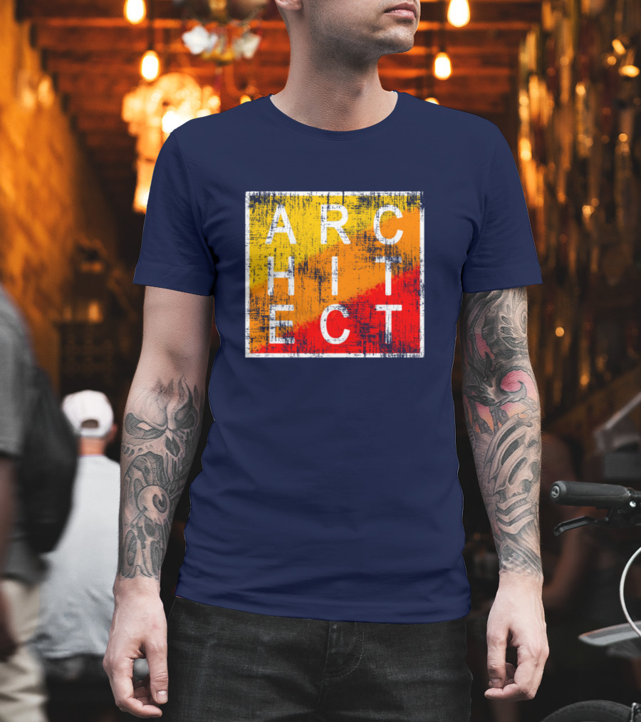 Architect Grunge Texture Yellow Orange Red Square T-Shirt