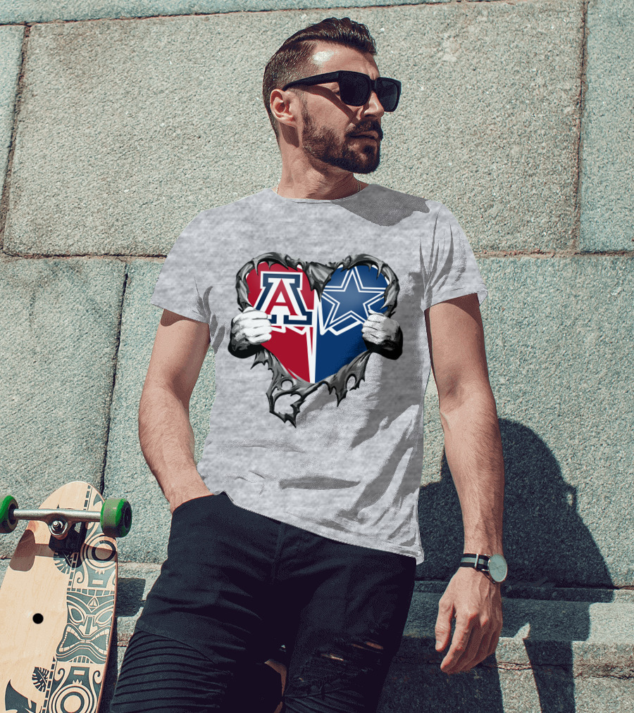 Cowboys And Arizona Wildcats Heart T-Shirt