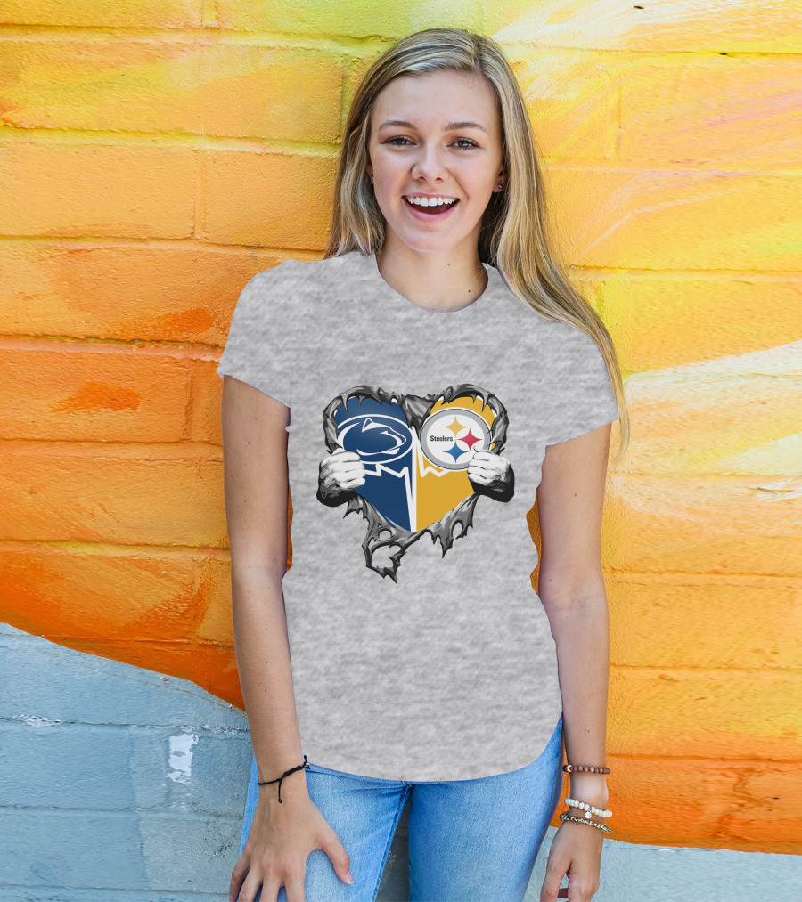 Steelers And Penn State Heart T-Shirt