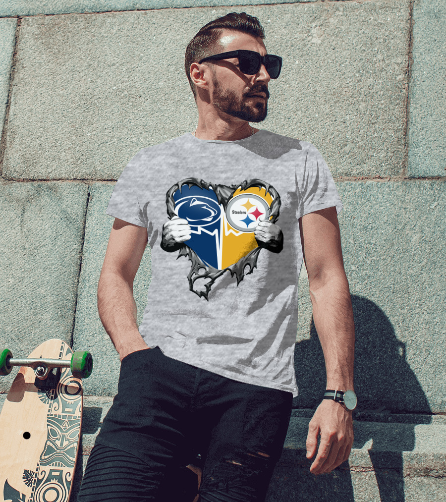 Steelers And Penn State Heart T-Shirt