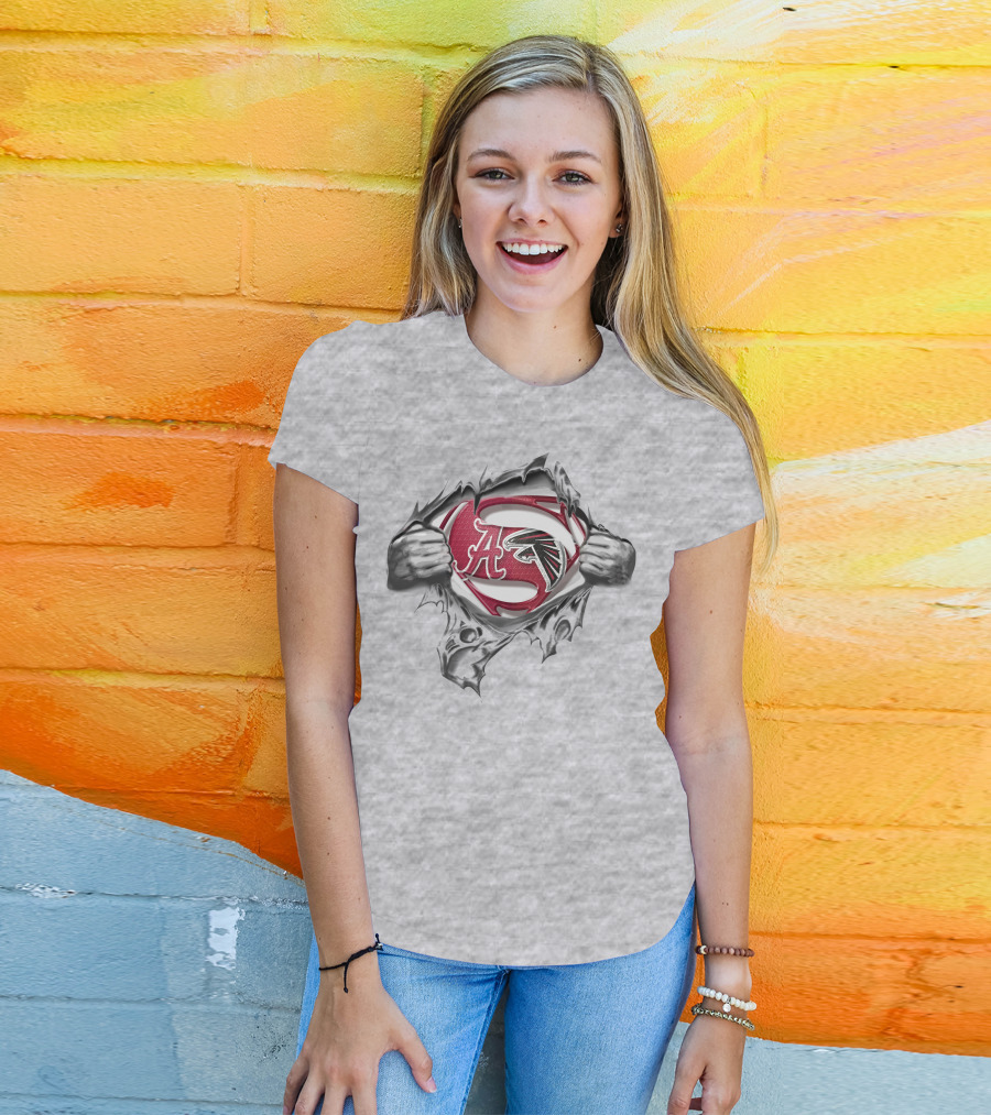 Alabama Crimson Tide Atlanta Falcons Superman Logo Fusion T-Shirt