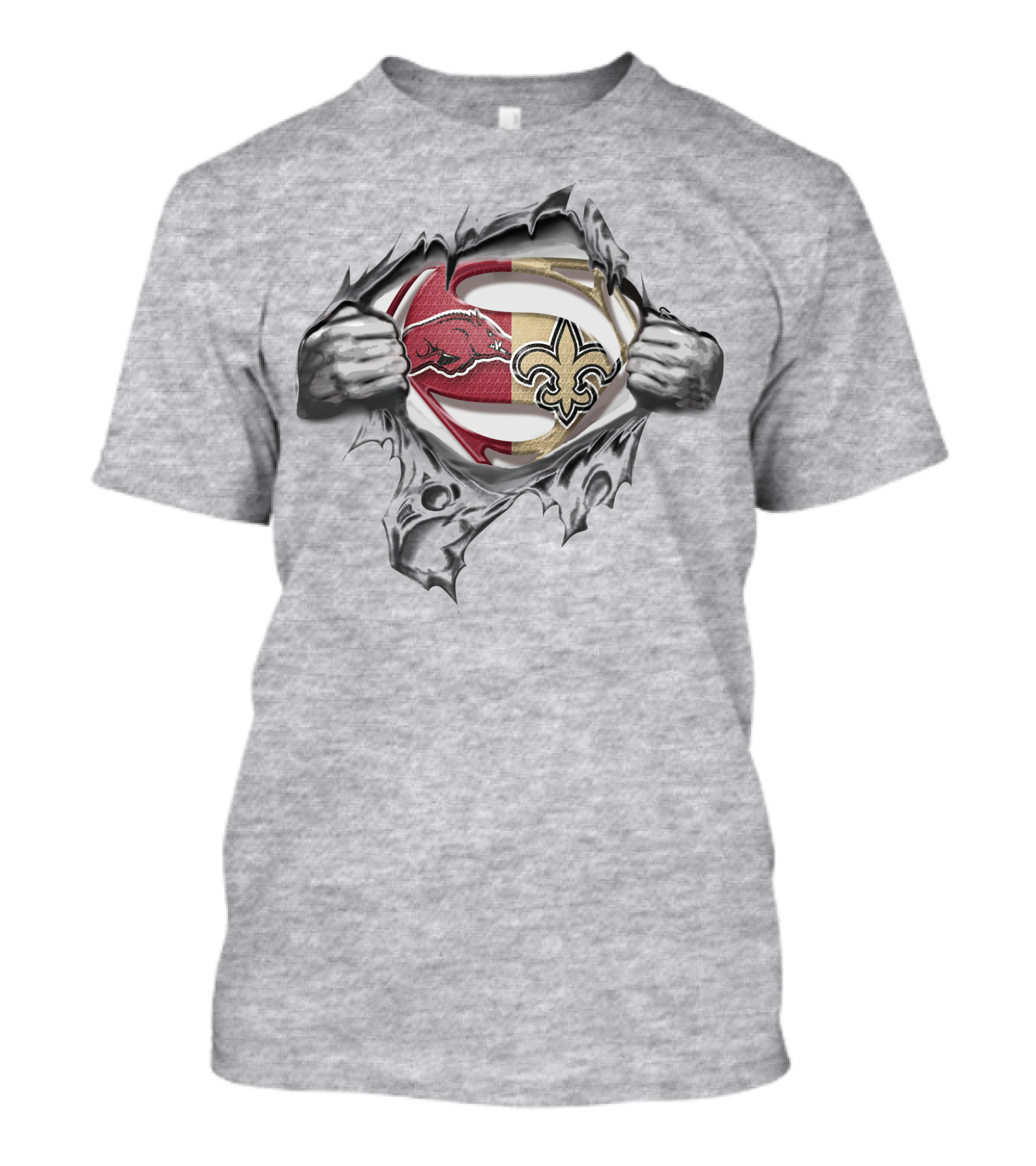 Razorbacks Saints Superman Logo Mashup T-Shirt