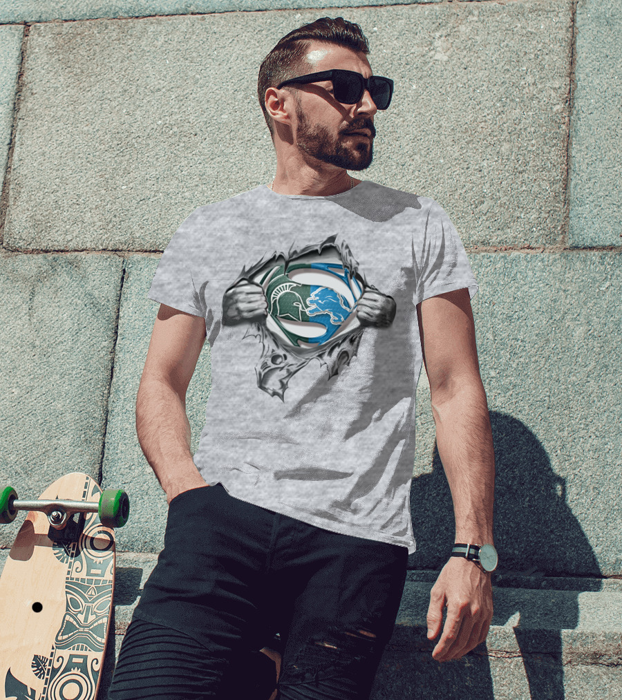 Spartans Lions Superman Logo Fusion T-Shirt