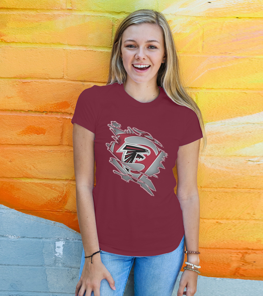 Atlanta Falcons Logo Inside Superman Symbol T-Shirt