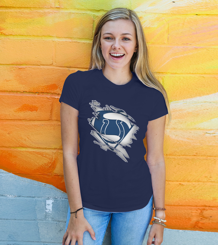 Colts Superman Logo Ripped Effect T-Shirt