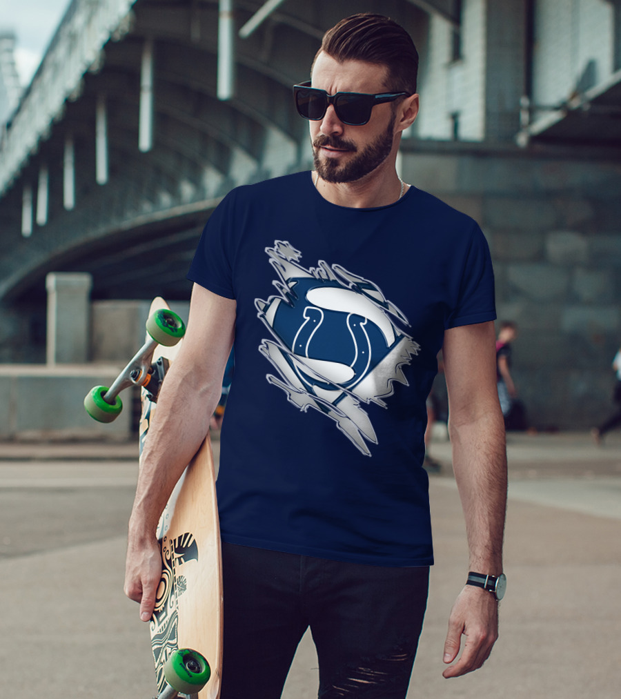 Colts Superman Logo Ripped Effect T-Shirt