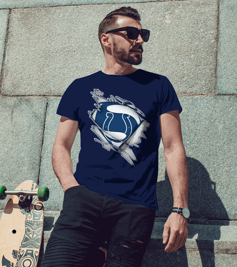 Colts Superman Logo Ripped Effect T-Shirt