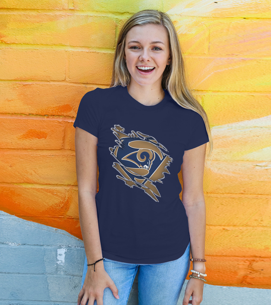 Rams Super Man Logo With Rip Effect T-Shirt