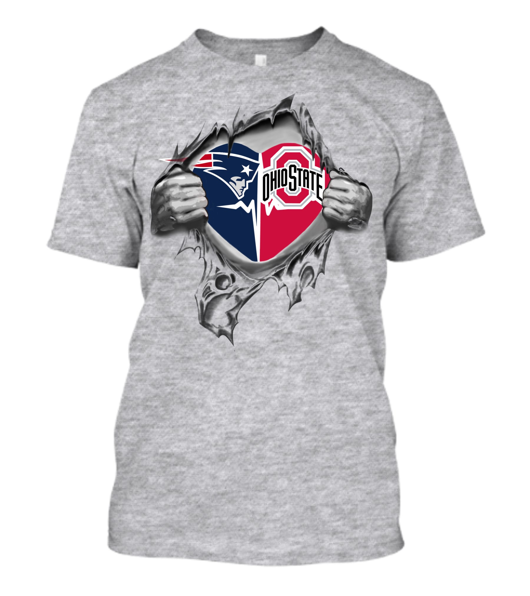 New England Patriots Ohio State Buckeyes Heart In Teared T-Shirt