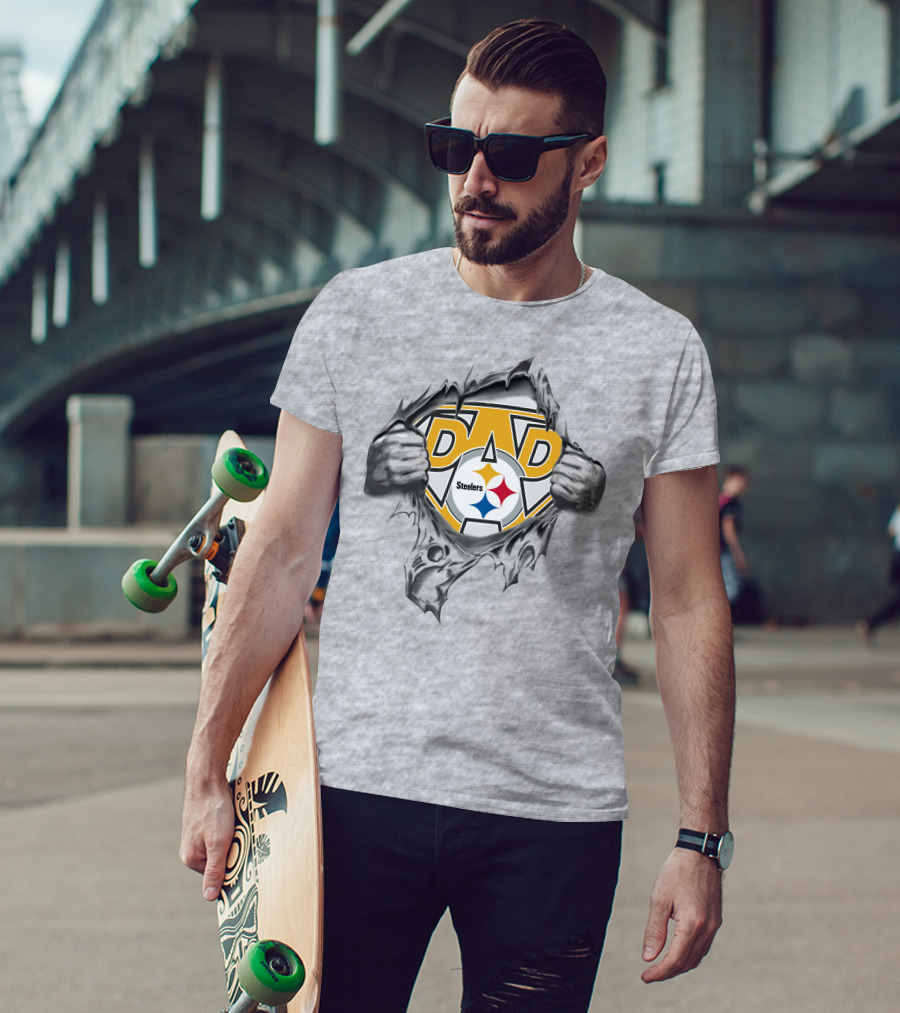 Steelers Super Dad Tattoo Ripped T-Shirt