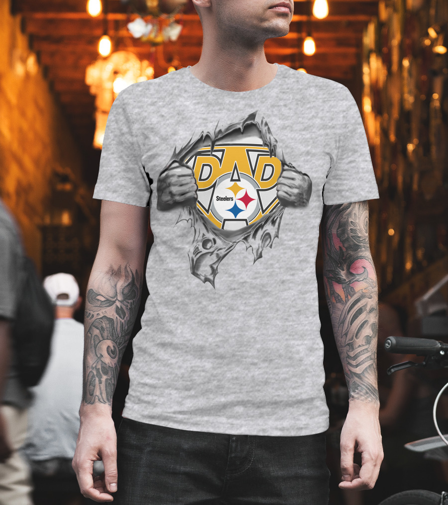 Steelers Super Dad Tattoo Ripped T-Shirt