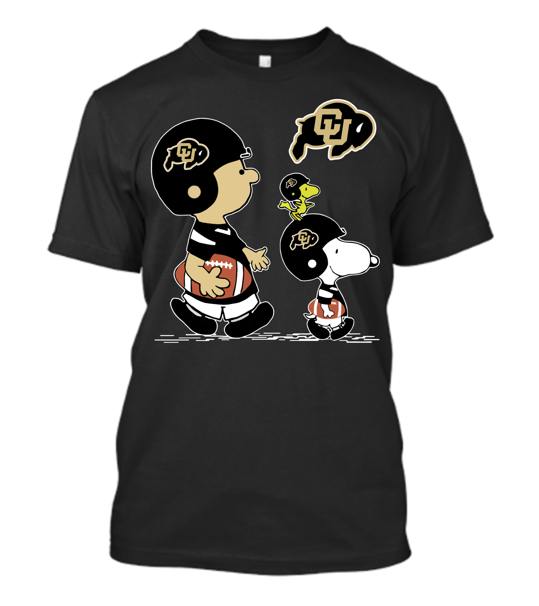 COLORADO BUFFALOES SNOOPY AND WOODSTOCK FOOTBALL CHARLIE BROWN T-Shirt