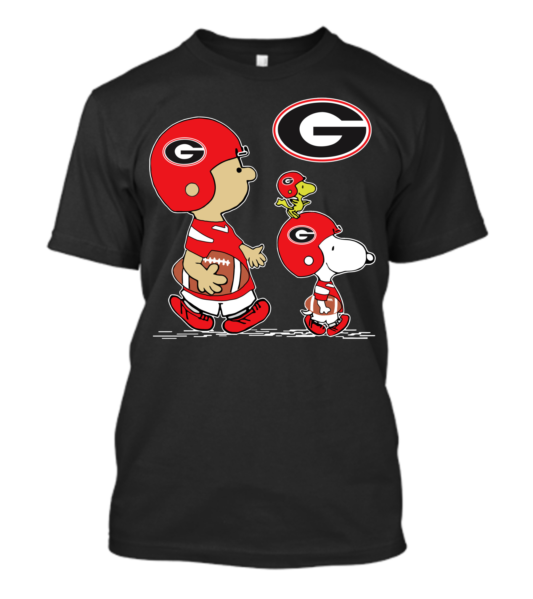 Georgia Bulldogs Football Team Peanuts Characters Wearing Helmets T-Shirt