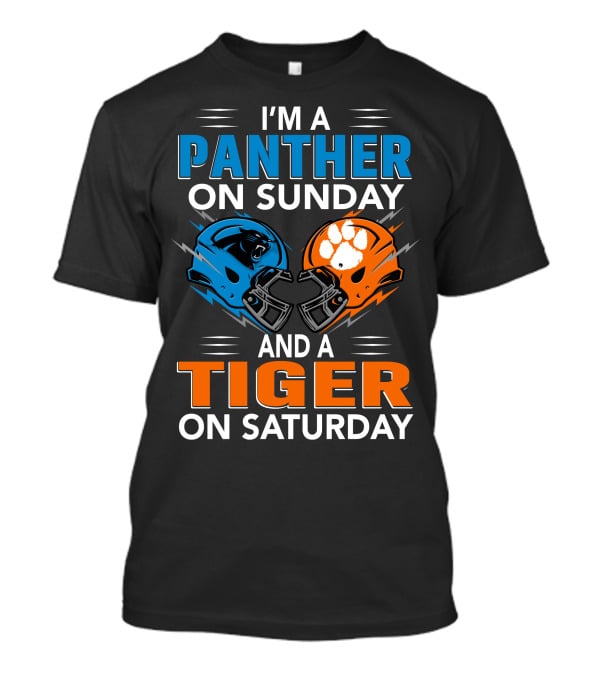 I'm A Panther On Sunday And A Tiger On Saturday Football Helmets T-Shirt
