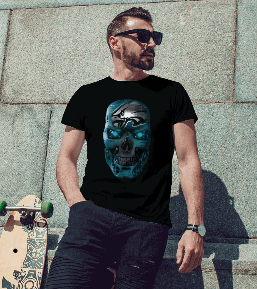 Skull Eagles Cyborg Metallic Glow T-Shirt