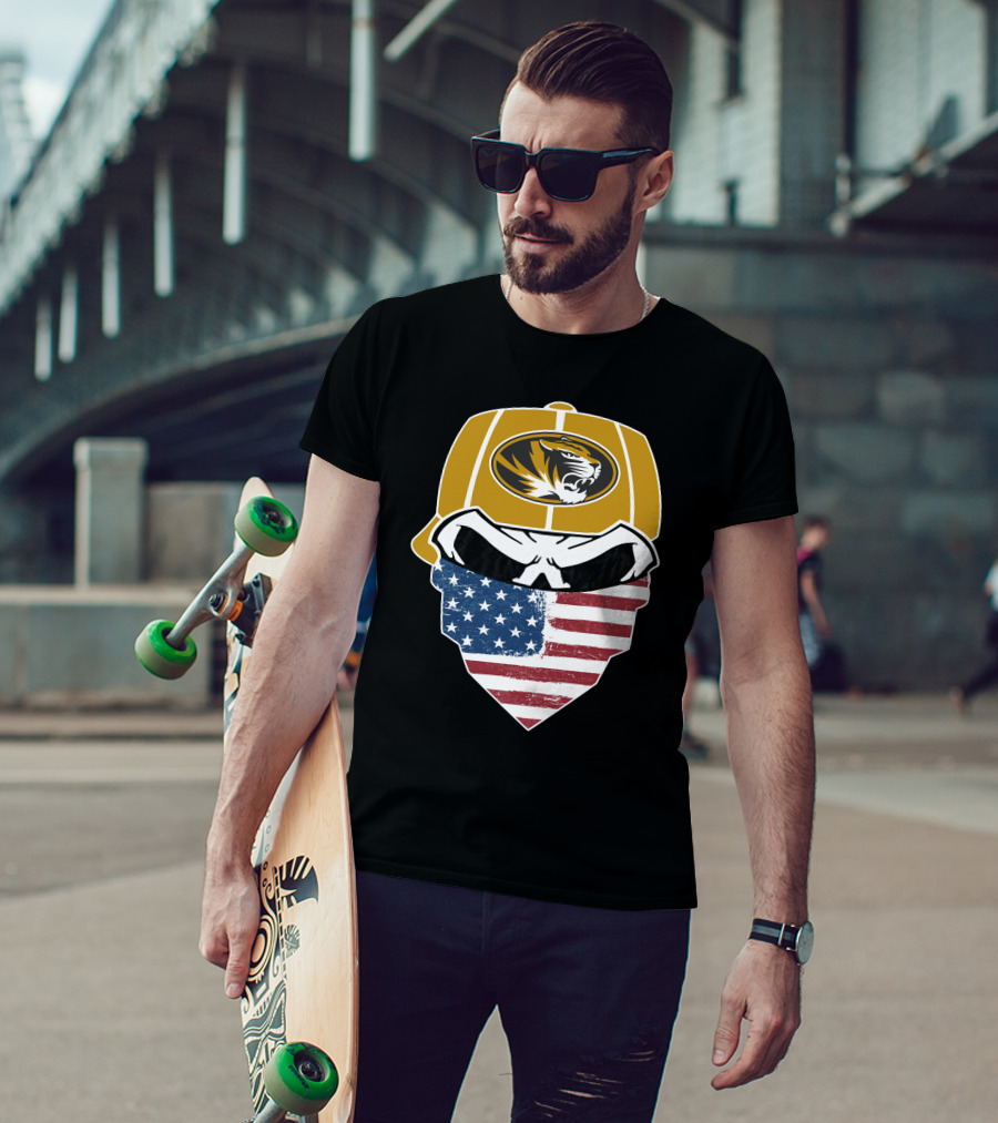 Missouri Tigers Skull American Flag Bandana T-Shirt