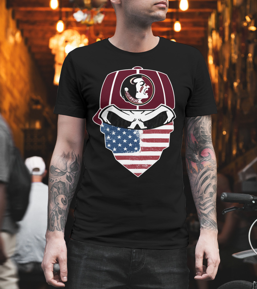 Seminoles Skulls Mask with American Flag and Tribal T-Shirt