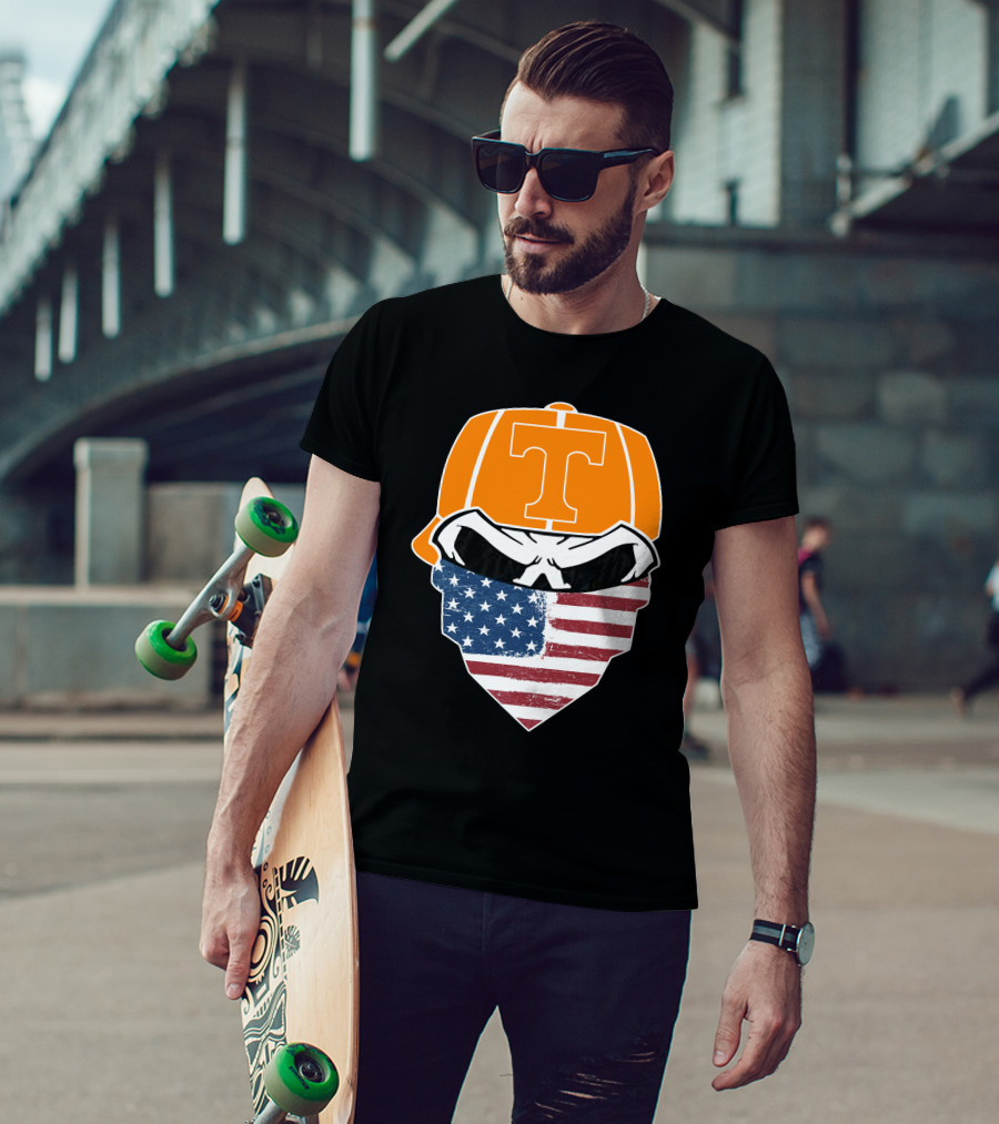 Tennessee Volunteer Skuls American Flag Bandana T-Shirt