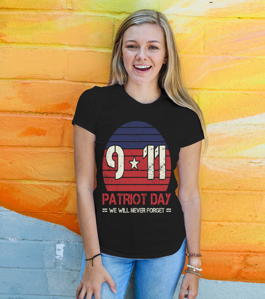 9.11 Patriot Day We Will Never Forget Star And Stripes T-Shirt