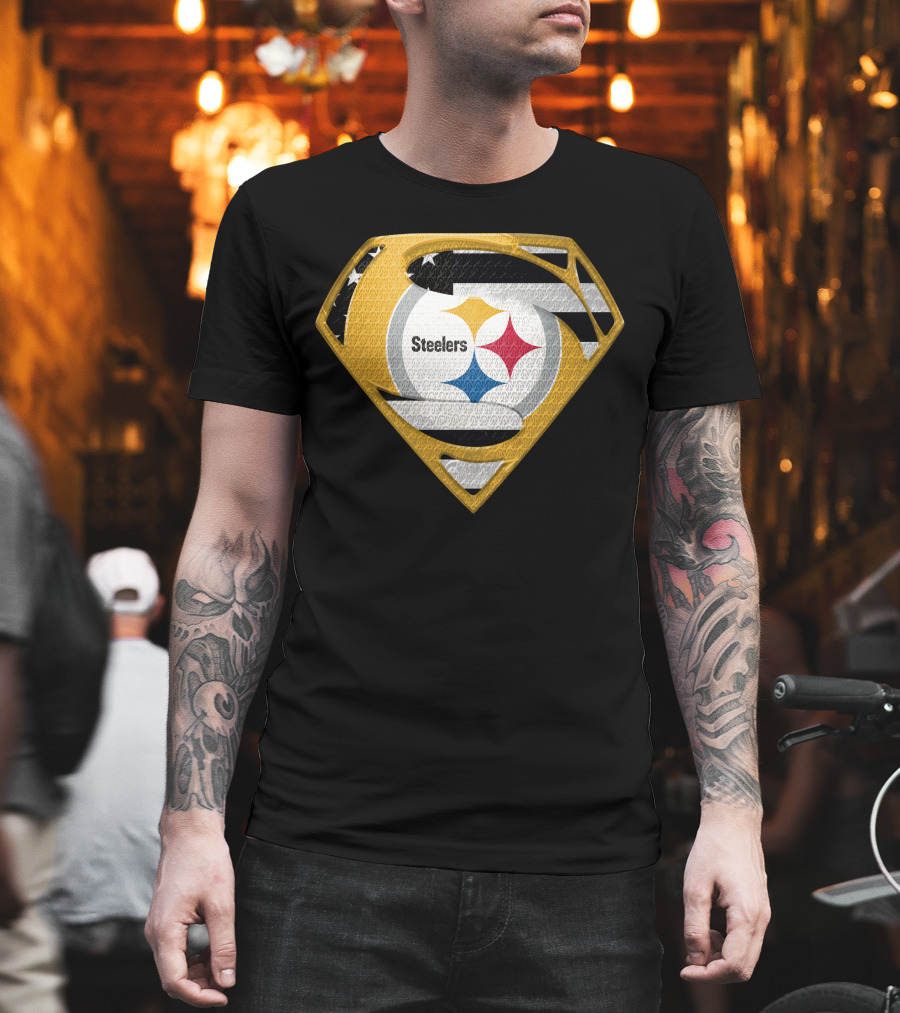Steelers Superman Logo Shield Emblem Steelers Crest T-Shirt