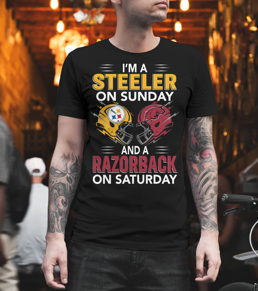 I'm A Steeler On Sunday And A Razorback On Saturday T-Shirt