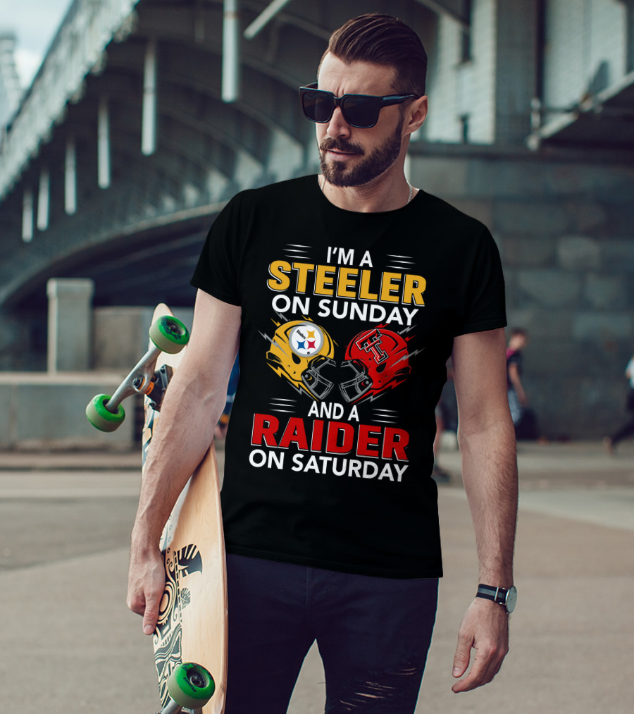 I'm A Steeler On Sunday And A Raider On Saturday Football Helmets T-Shirt