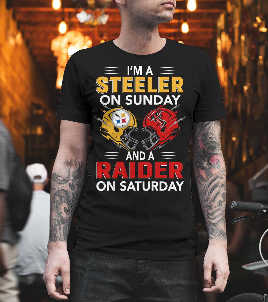 I'm A Steeler On Sunday And A Raider On Saturday Football Helmets T-Shirt