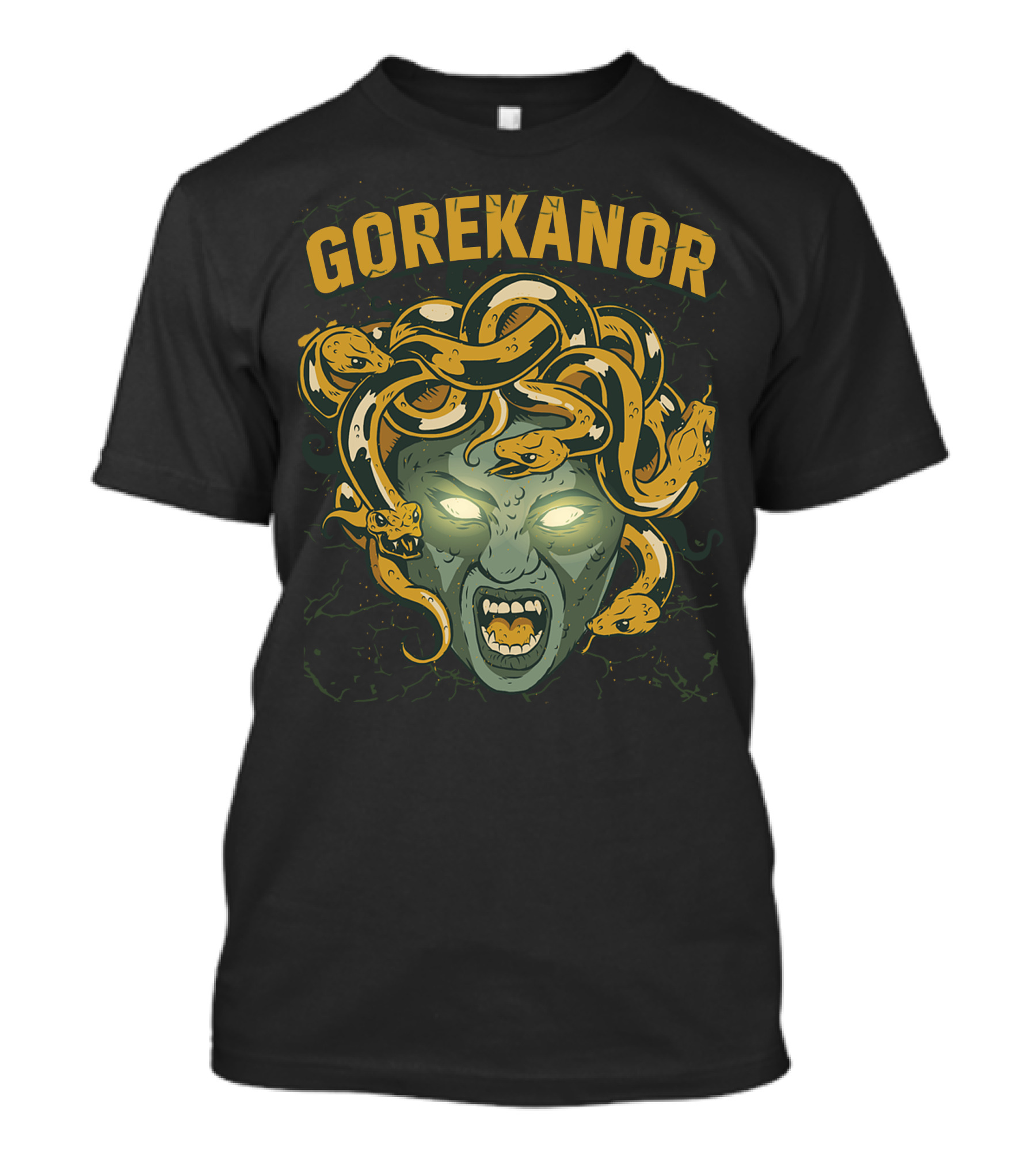 Gorekanor Medusa Snakes Glowing Eyes T-Shirt