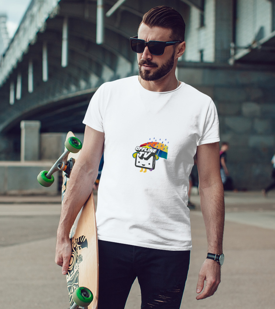 Offline TV Cartoon Character With Rainbow Umbrella T-Shirt