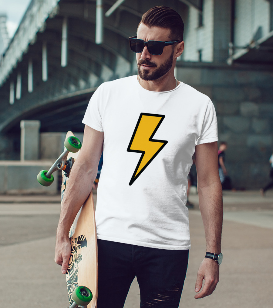 Thunder Bolt Lightning Symbol Vector Emblem T-Shirt