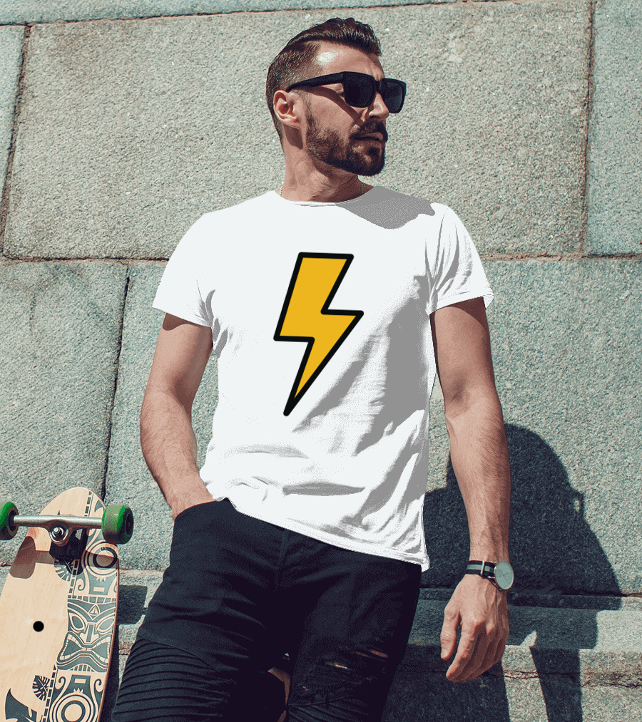 Thunder Bolt Lightning Symbol Vector Emblem T-Shirt
