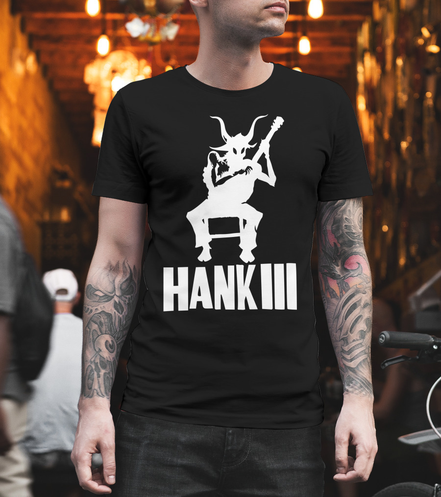 Hank III Goat Demon Playing Guitar T-Shirt