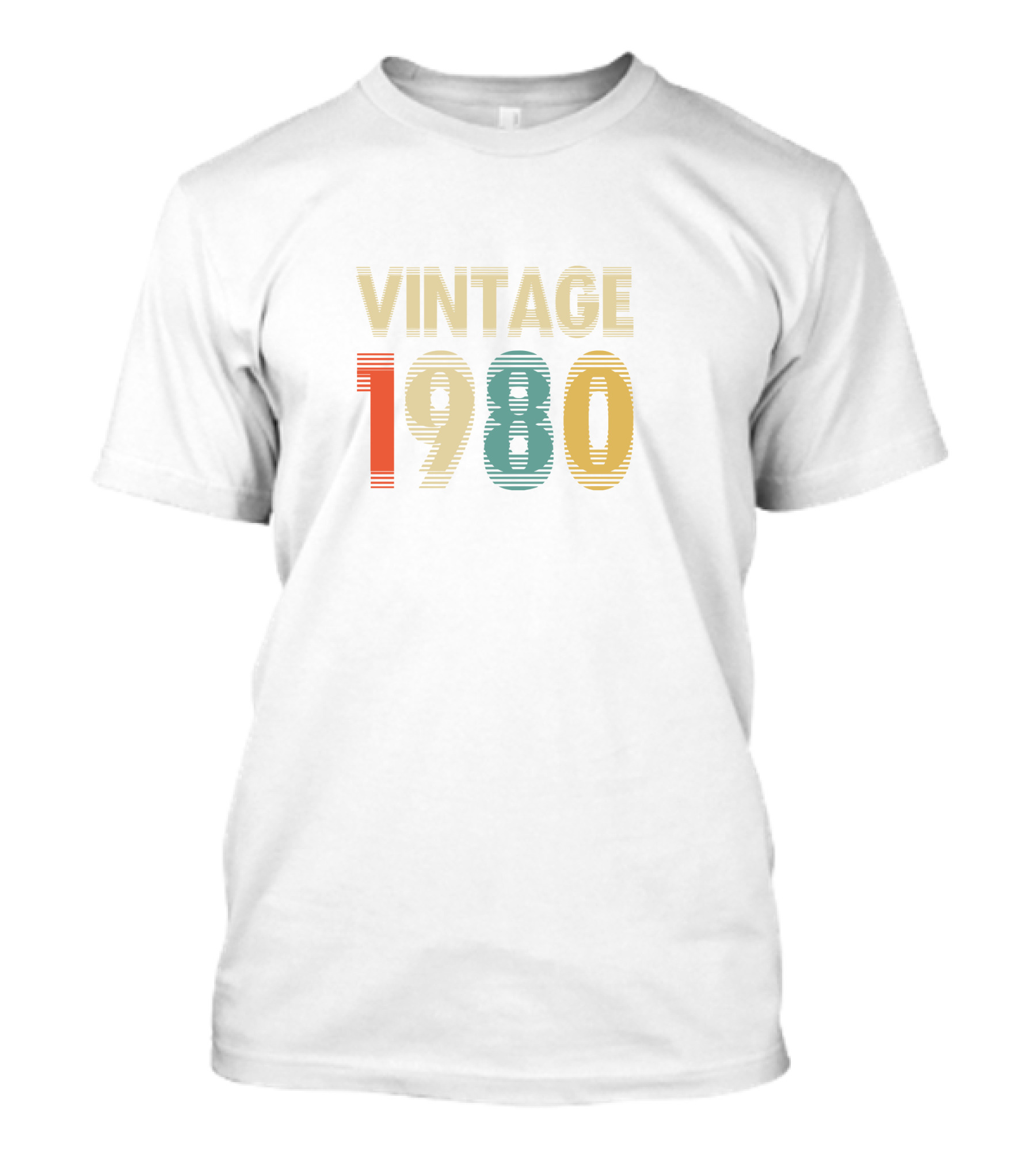 VINTAGE 1980 Retro Striped Numbers T-Shirt