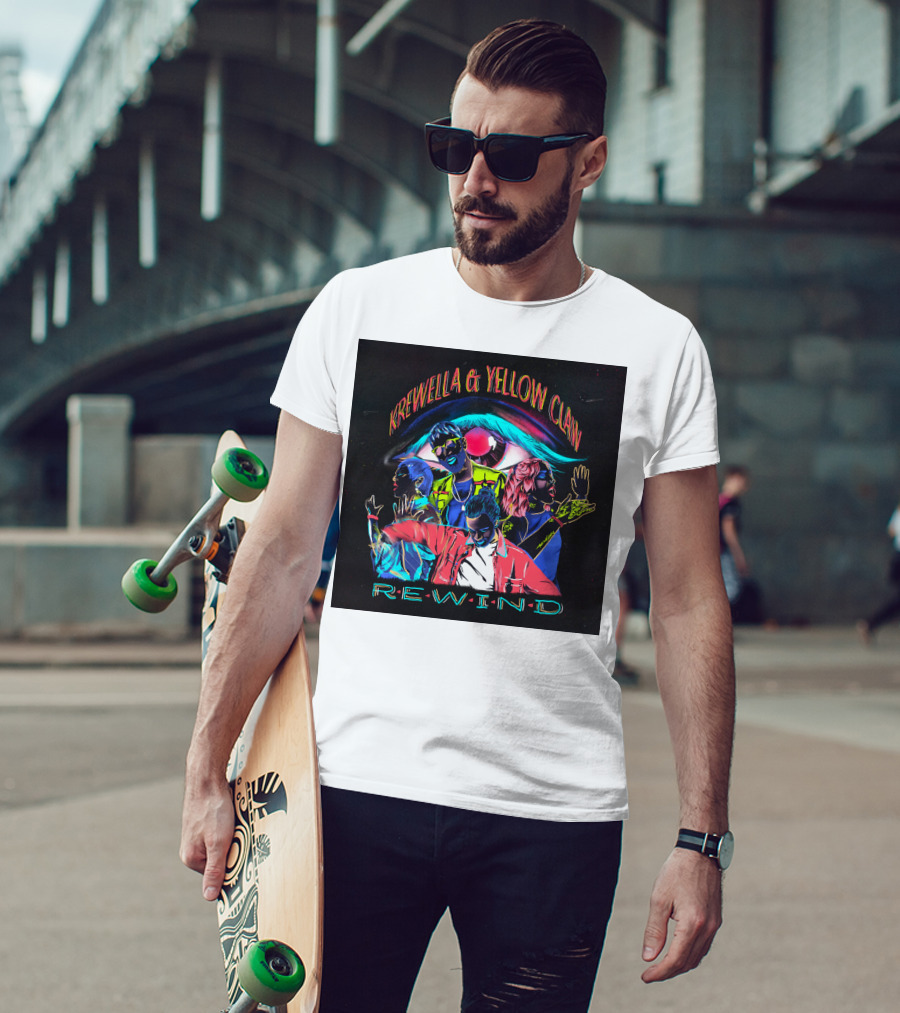 Krewella And Yellow Claw Rewind Merchandise Featuring Neon Characters And Eye T-Shirt