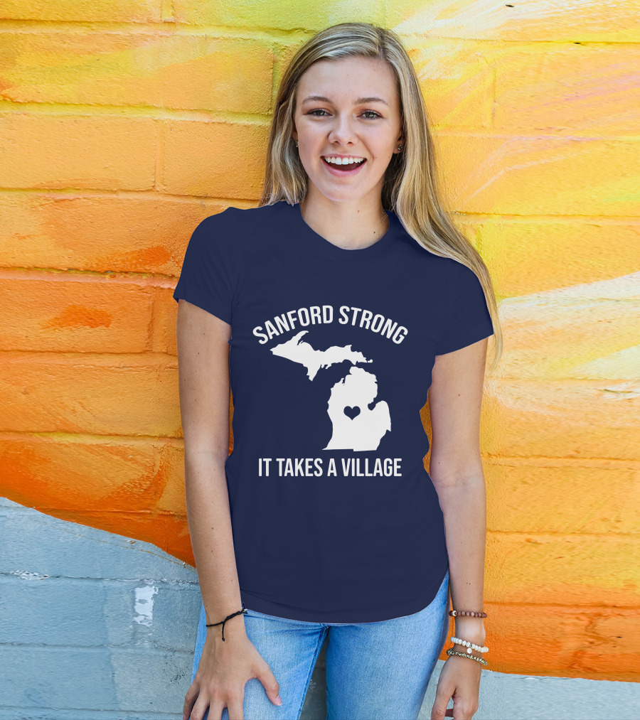 Sanford Strong It Takes A Village Michigan Map Heart T-Shirt