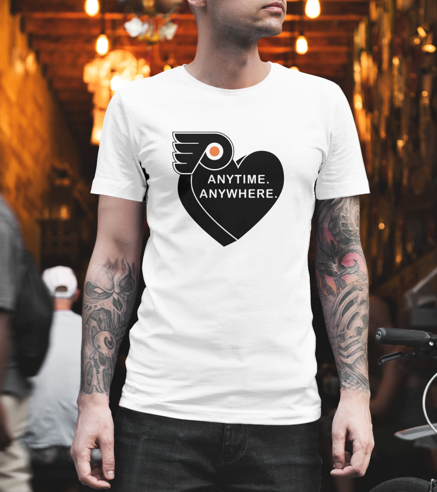Philadelphia Flyers X Amberella Collaboration Anytime Anywhere Heart T-Shirt