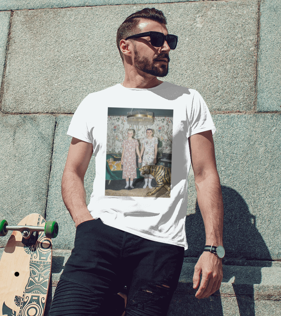 Emmy Lan And Emmy Hartman Hand Holding With Golden Tiger And Floral Wallpaper T-Shirt